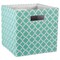 CC Home Furnishings 11" Aqua Green and White Lattice Pattern Square Storage Bin